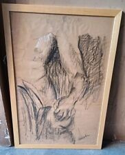 MARCO GASTINI DRAWING DISEGNO MATITA CARBONCINO FIRMATO 54x78 AUTENTICA FIGURA