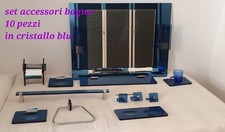 Set 10 Accessori Bagno In Cristallo Blu