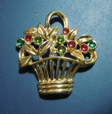 CIONDOLO IN METALLO DORATO A FORMA DI CESTO DI FIORI - 