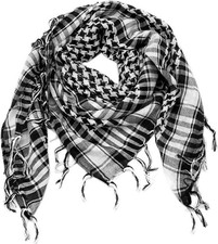 Sciarpa Bianca E Nera Desert Shemagh Kefiah, Cotone Leggero, Stile Militare Airs