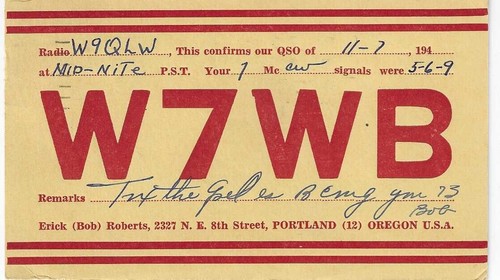 Scheda radio qsl 1948 - scheda, portland