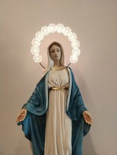 STATUA MADONNA MIRACOLOSA CM 40 MARMO RESINA CON AUREOLA LUMINOSA MADE IN ITALY