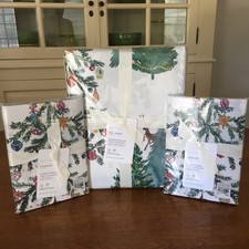Copripiumino Pottery Barn Natale in campagna Queen/Full + 2 federe ore nuovo con etichette 