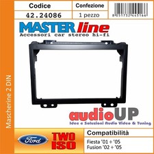 MASCHERINA AUTORADIO 2 DIN ADATTATORE FORD FIESTA DAL 2002 AL 2005. DOPPIO DIN