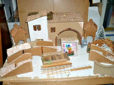 ARTE CASA SEMILAVORATI da PRESEPE in CARTONE CASETTE TEGOLE SUGHERO 13pz AFFARE!