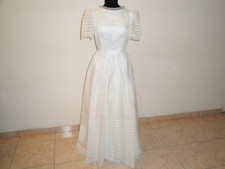 FUORI TUTTO! VESTITO da sposa vintage lungo  in organza bianca con perline 42 44