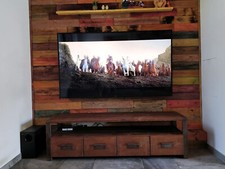 Mobile TV salotto soggiorno INDUSTRIAL in legno massello 180x45h60cm SU MISURA
