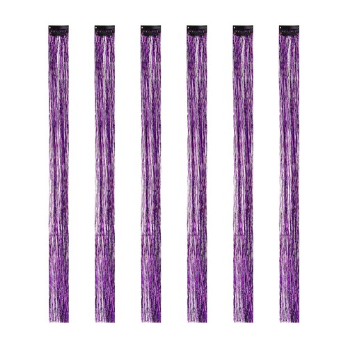 6pcs clip hair - in, tinsel