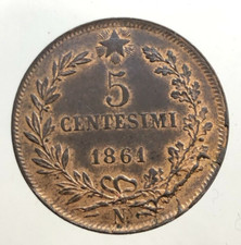 TESTA TOZZA 5 Centesimi 1861
