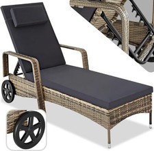 Lettino prendisole rattan TecTake 800077, per interni/esterni, design naturale/g