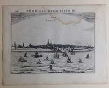 Stampa antica Pianta prospettica Embden Germania Bertius 1616