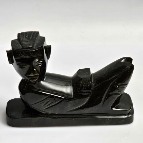 Scultura vintage pietra nera - vintage,