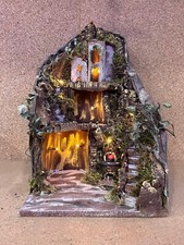 Presepe Artigianale legno e sughero con luci e forno