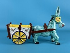 Ceramica Santucci Deruta Vaso Carretto Con Asinello Maiolica Dipinta Del XX Sec.