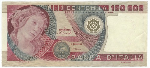 100000 lire banca italia - banca, d'italia