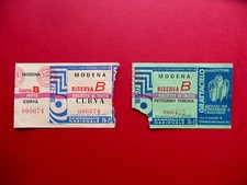 Due Biglietti Calcio Modena FC Stadio Tribuna Rettilineo Curva 1976-1977 Sport