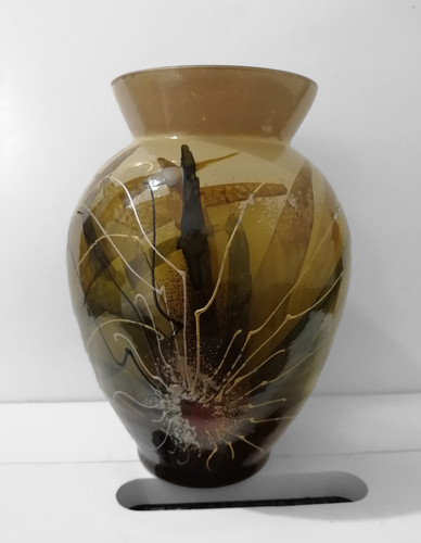 Vaso vetro soffiato dipinto - vaso,