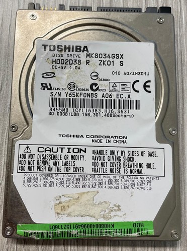 Hard disk toshiba 80gb sata - hard,
