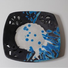 PIATTO QUADRATO IN CERAMICA RAKU SMALTATO