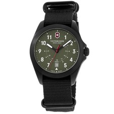 Nuovo orologio uomo Victorinox Swiss Army Heritage quarzo quadrante verde tessuto 241972