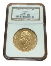 Italia Sardegna 1834 P Oro 100