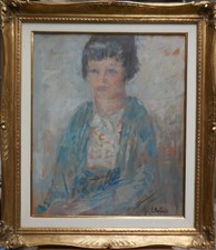 QUADRO OLIO SU TAVOLA Figura bambina Firma EZIO PASTORIO Cornice ORO -16P