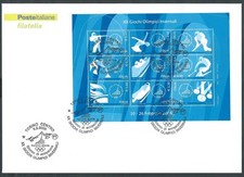 2006 ITALIA FDC POSTE ITALIANE FOGLIETTO OLIMPIADI DI TORINO NO TIMBRO ARRIVO FB