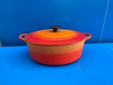Le Creuset Grande Casseruola Ghisa Ovale Vintage Modello N° F Arancione Ø 30 CM