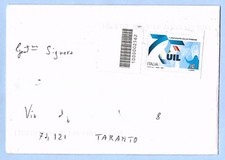 LETTERA cod. a barre viaggiata-75° UIL  (05.03.25) DOPPIO ANN. A BARRE ARANCIONE