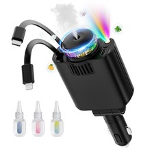 Retractable Car Charger with Aromatherapy and Starlight, 5 in 1 USB Car Charg...
