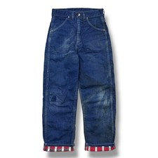 Pantaloni denim falegname foderati in flanella vintage anni 50 sanforizzati fattoria sbiaditi invecchiati