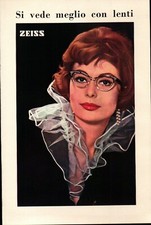 PAGINA PUBBLICITARIA ADVERTISING " ZEISS " LENTI 1960ca OCCHIALI