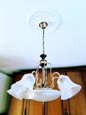 LAMPADARIO ORO 4+1 LUCI TRASLUCIDO BIANCO MODERNO CLASSICO salotto letto