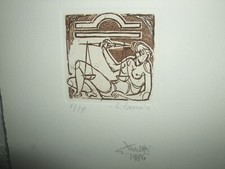 GIORGIO MICHETTI ACQUAFORTE ACQUATINTA SEGNO ZODIACALE BILANCIA 1984 ZODIACO  