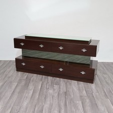 Comò Cassettiera In Ebano Macassar E Specchio Cubic Design Modernariato 1980’s