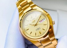 Orologio Uomo Seiko 5 Automatico Full Gold PVD Acciaio Inox SNK610K1 RRP £249