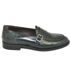 Mocassino uomo LS Luisantiago a punta tonda vera pelle di vitello coccodrillo sp