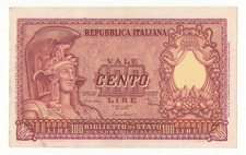 100 LIRE ITALIA ELMATA FIRME  DI CRISTINA DECR 31 - 12 - 1951