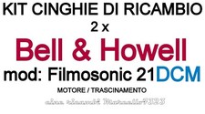 ★KIT CINGHIE DI RICAMBIO 2 x PROIETTORE BELL & HOWELL FILMOSONIC mod: 21 DCM★