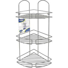 ANGOLIERA 3 PIANI CROMO MENSOLA BAGNO E DOCCIA IN METALLO RIVESTITO APPENDIBILE
