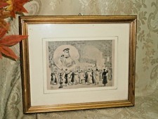 ANTICA INCISIONE MILITARE PARTENZA ARRIVO SALUTI  QUADRO  DIM 34,5X29,5 