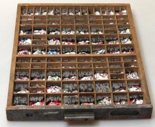 (PRL) ANTICO CASSETTO COMPLETO TIPOGRAFIA CARATTERI INK ANTIQUE LETTERPRESS SET