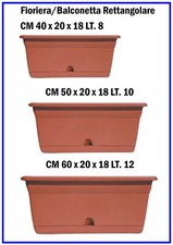 Fioriera Balconetta Rettangolare Vaso Fiorere per Fiori Piante Esterno Balcone