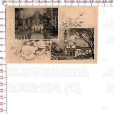 A2104 LECCO OLIVETO LARIO LIMONTA BELLAGIO 1910 VEDUTE CON FIORI CHIESA INTERNO