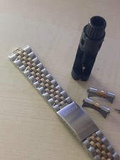 20 mm Curved End Bracelet Steel Bicolor Watch Band Strap For Seiko SNXJ90