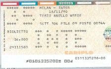 69477 - Vecchio  BIGLIETTO PARTITA CALCIO - 1991 / 1992:  Derby  MILAN   / INTER