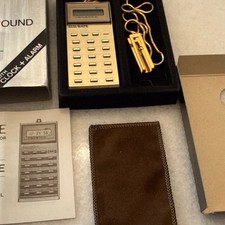 Mini calcolatrice tascabile vintage Elsi Mate Sharp EL-8061E oro NOS non testata