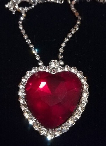 Collana cuore rubino - cuore, cm.4