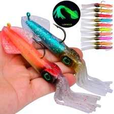 2 Pezzi Esche Morbide da Pesca Calamari Luminose/UV Calamari Jig Esche da Pesca 35g/47g