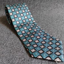 Cravatta uomo Daniel De Fasson STUDIO geometrica teal 100% seta fatta a mano 3,4"L x 59"L